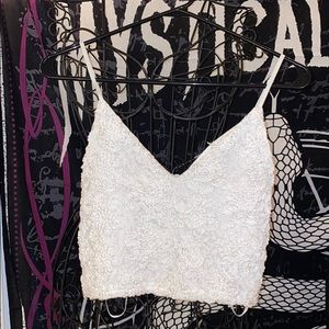 Cage • White Lace Cropped Tank